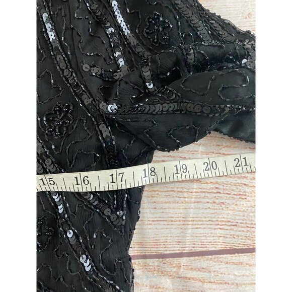 Vintage Stenay Women's Black Silk Sequin Top - Medium - Picture 7 of 12
